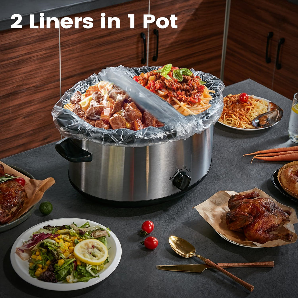 Slow Cooker Liners, Hotensil 14"x 22" 10 Count Cooking Bags Large Size Disposable Pot Liner, Fit 6QT to 10QT for Slow Cooker Cooking Trays, Multi-Purpose Durable Liners Plastic Bags, BPA Free