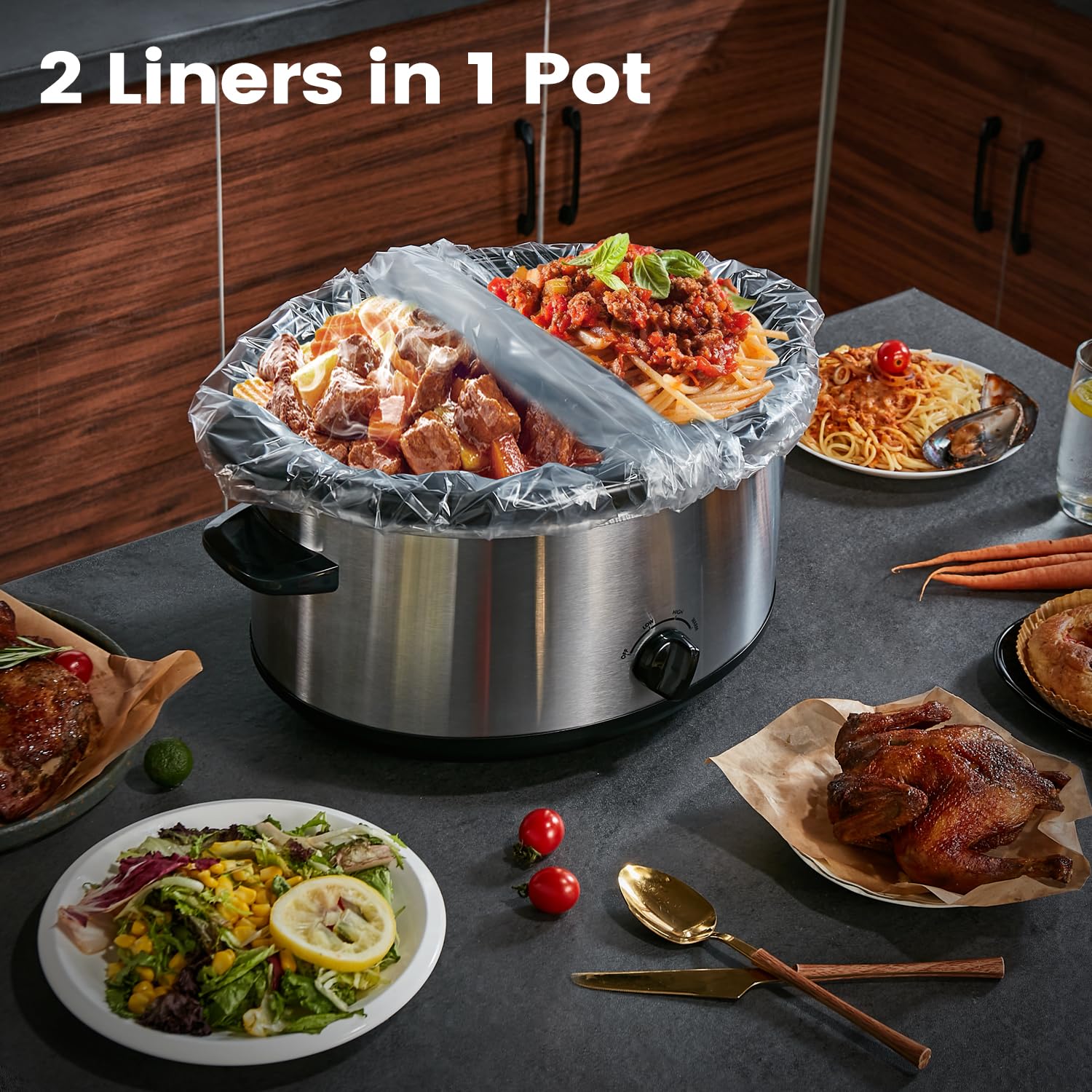 Slow Cooker Liners, Hotensil 14"x 22" 10 Count Cooking Bags Large Size Disposable Pot Liner, Fit 6QT to 10QT for Slow Cooker Cooking Trays, Multi-Purpose Durable Liners Plastic Bags, BPA Free