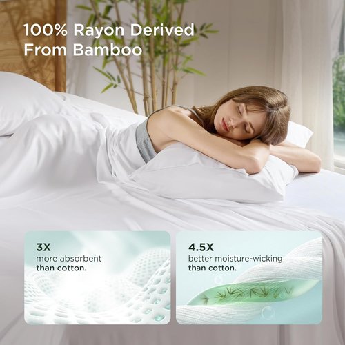 Bedsure Cooling Pillow Cases Set of 2 | Soft Rayon Bamboo Queen Pillow Covers, 20x30 Inches