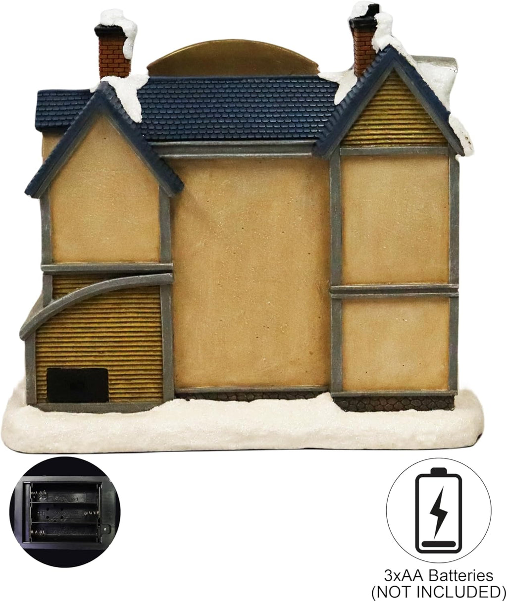 MOMENTS IN TIME LED Lighted Animated Christmas Village House - Hand-Painted, Battery Operated, 8.3”H