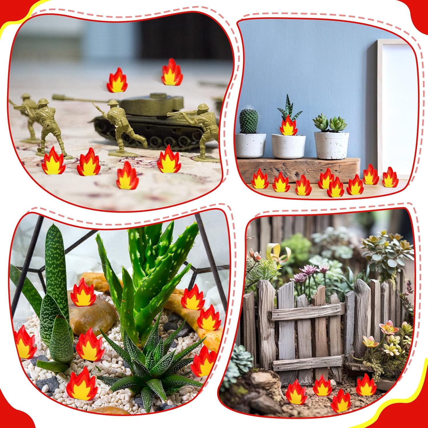 Seenelling Mini Resin Fire Figurines - 100 Pcs Tiny Fake Flames for DIY Craft & Decor | Campfire Model Accessories