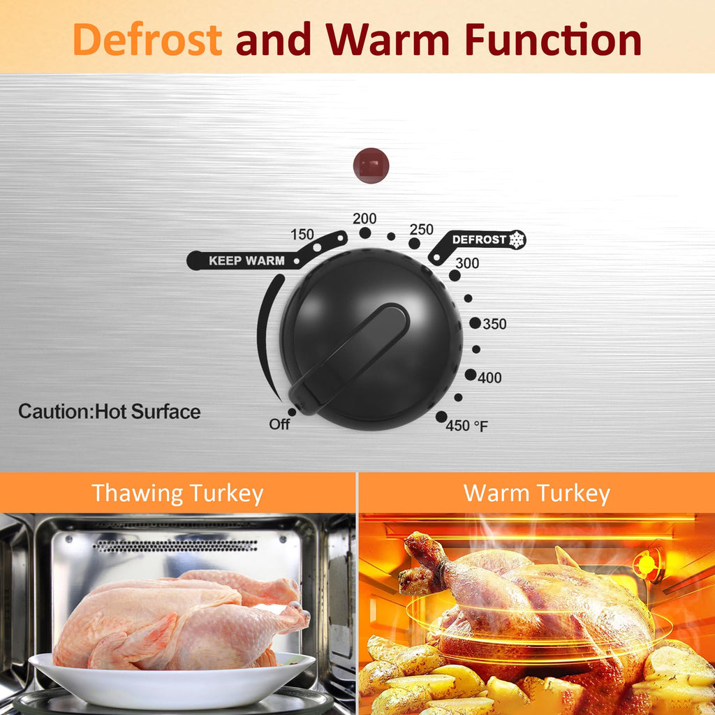 Sunvivi Roaster Oven, 24 Quart Electric Roaster Oven with Glass Lid, Turkey Roaster Buffet with Self-Basting Lid, Removable Pan, Cool-Touch Handles, Dark Blue