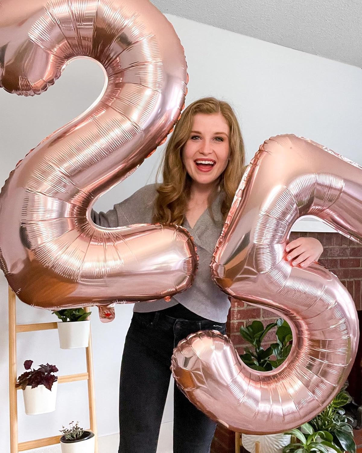 Rose Gold Number 25 Balloon - 40 Inch 25th Birthday Decoration for Men & Women