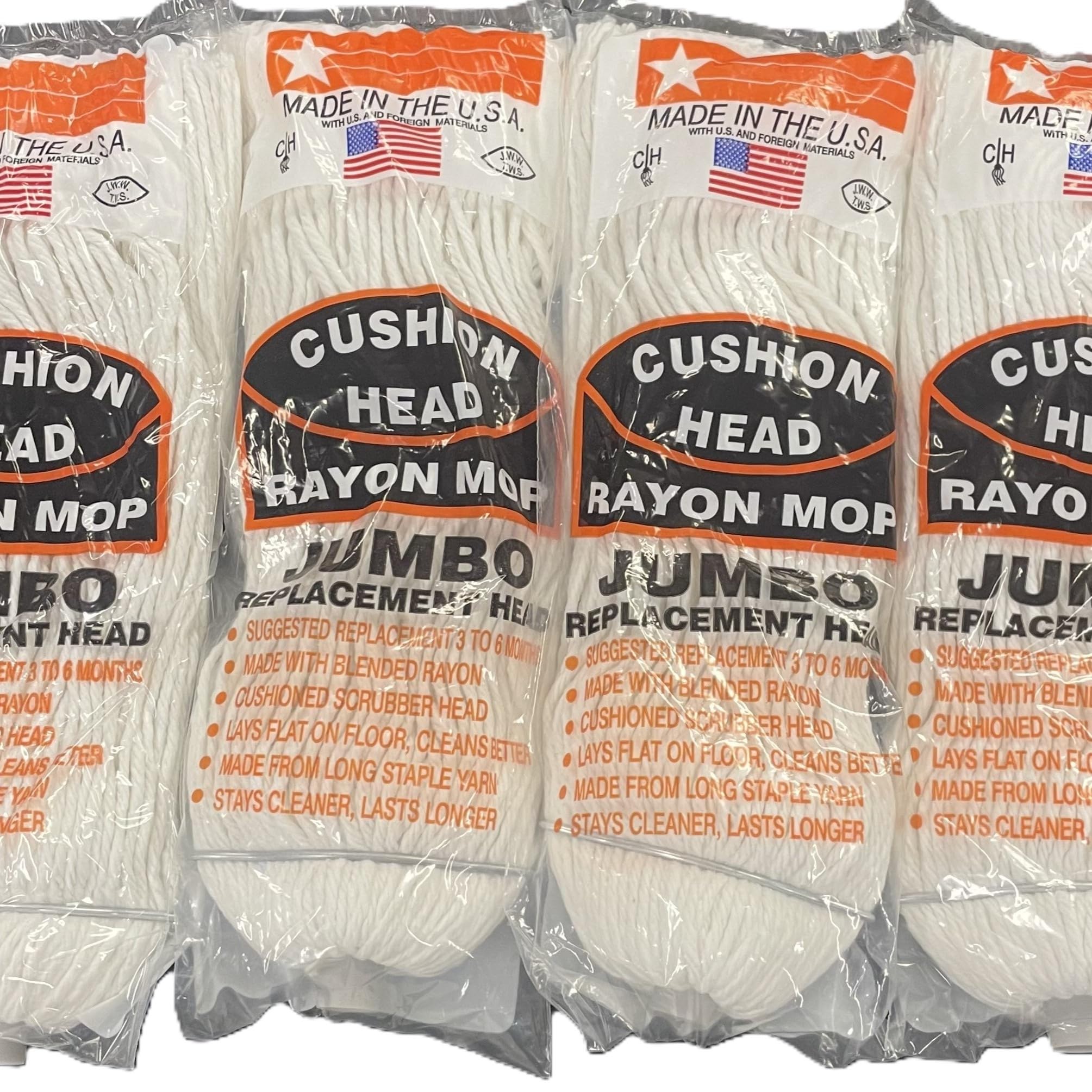 Jumbo Rayon Replacement Mop Head 4-Pack