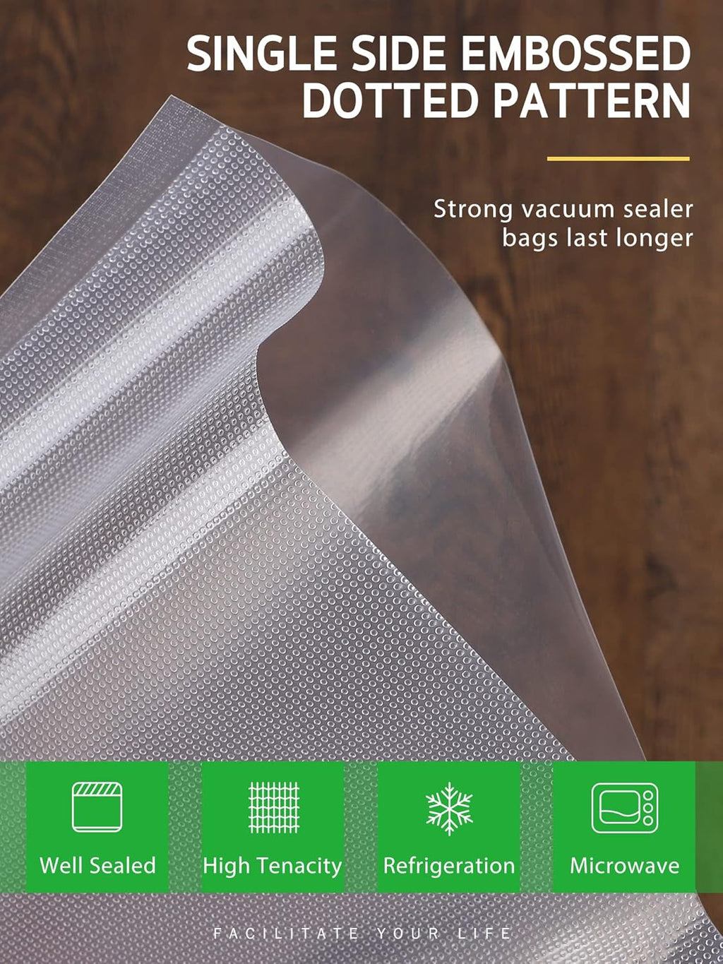Syntus Vacuum Sealer Bags - 2 Rolls of 8" x 50' BPA-Free Commercial Grade Food Storage Bags