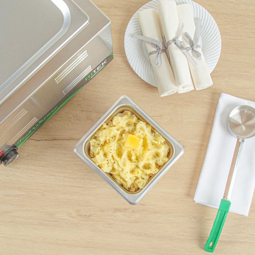 Restaurantware-Kitchen Tek 1/6 Size Steam Table Pans, 12 Anti-Jam Steam Pans - Lids Sold Separately, 4” Deep, 24 Gauge Stainless Steel Hotel Pan, Freezable, For Catering Events And Parties
