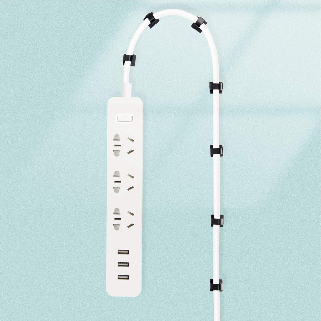 SOULWIT Cable Management Clips - 50 Pcs Self-Adhesive Wire Organizers for Home & Office | Black