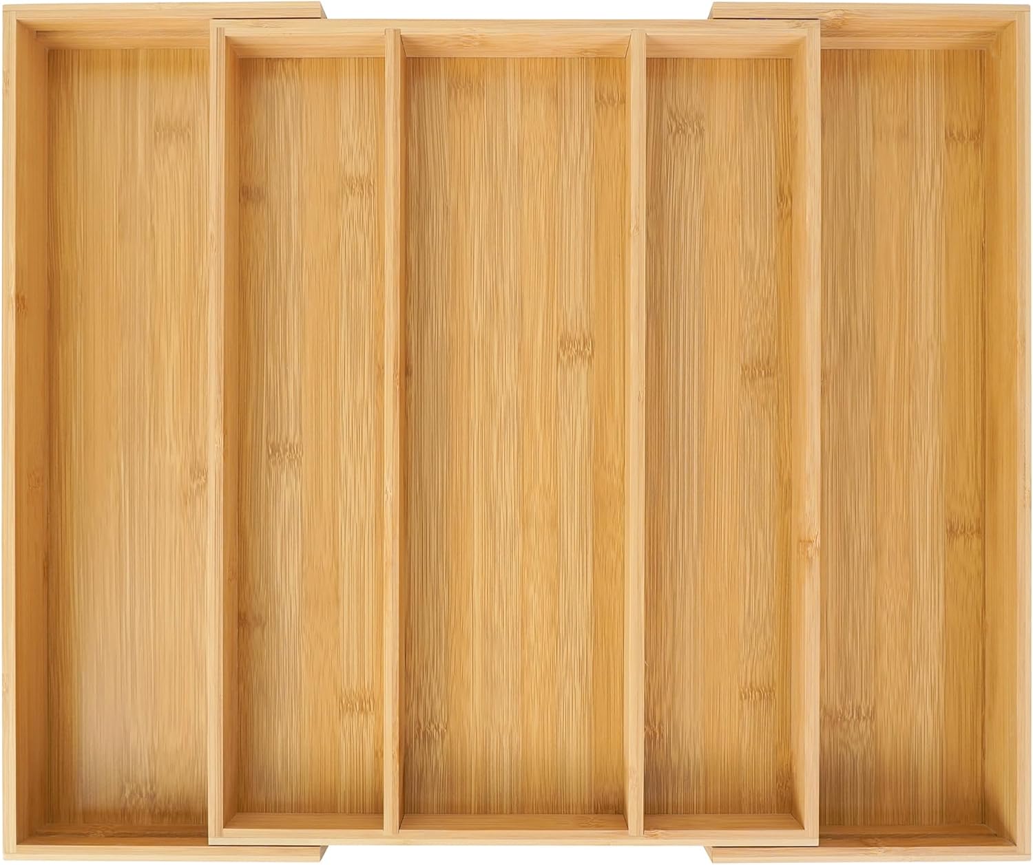 Utoplike Bamboo Drawer Organizer - Adjustable Utensil Holder & Cutlery Tray | 5 Slot for Kitchen & Home