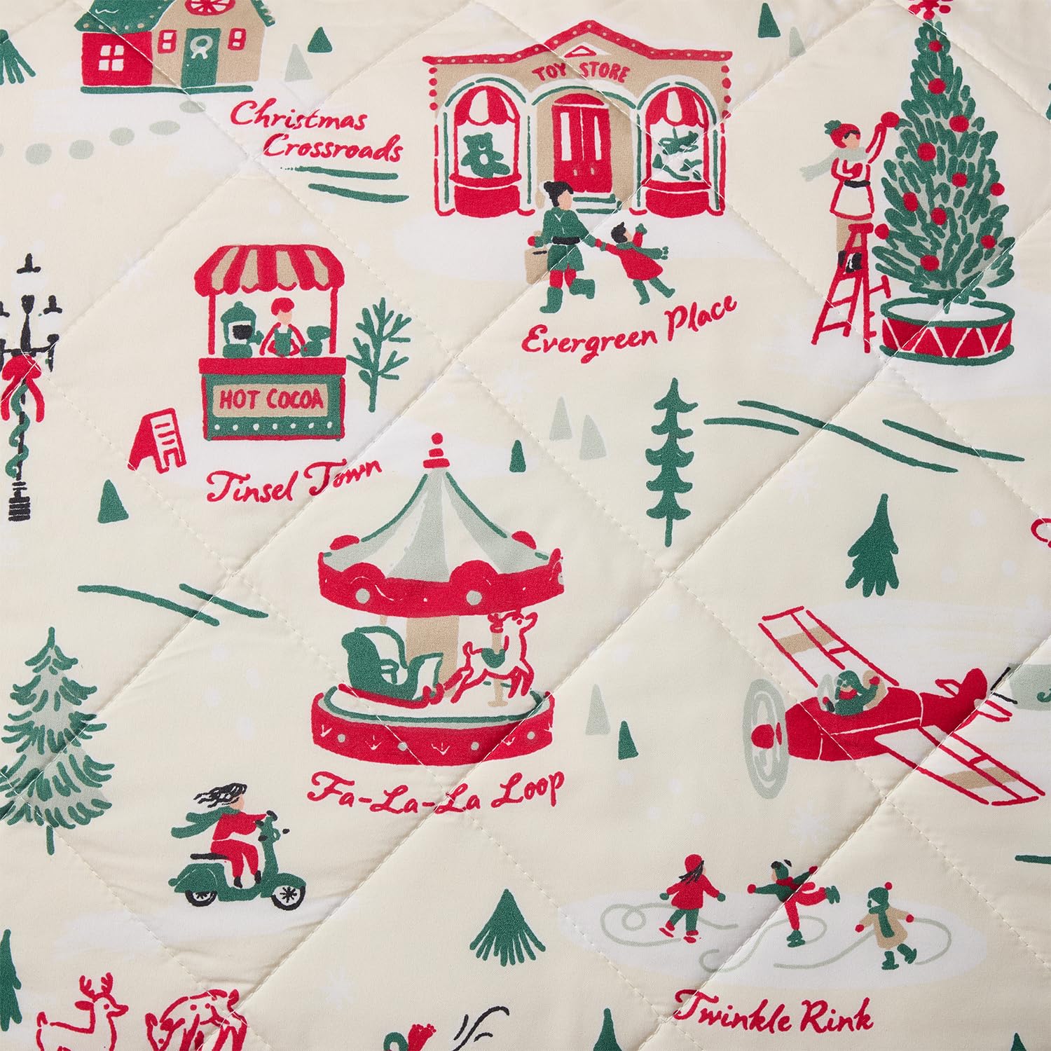 Hallmark King Size 3-Piece Holiday Quilt Set with Shams | Reversible Quilt with 2 Christmas Patterns | Lightweight & Cozy | Super Soft Microfiber Fabric | Wrinkle-Resistant | Multi Christmas Village