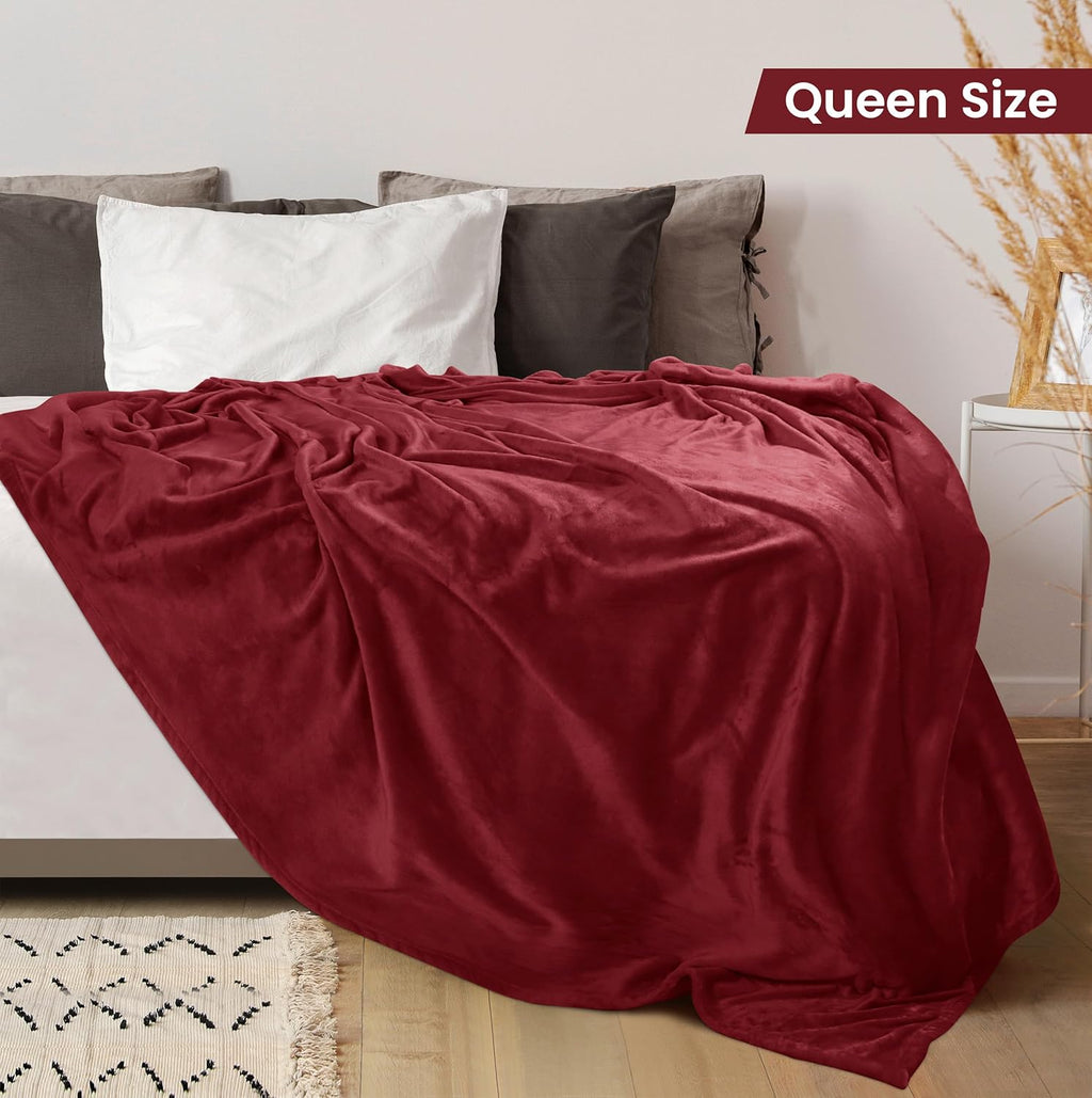 Utopia Bedding Fleece Blanket - Luxury Soft Microfiber Queen Size in Burgundy (90x90 Inch)