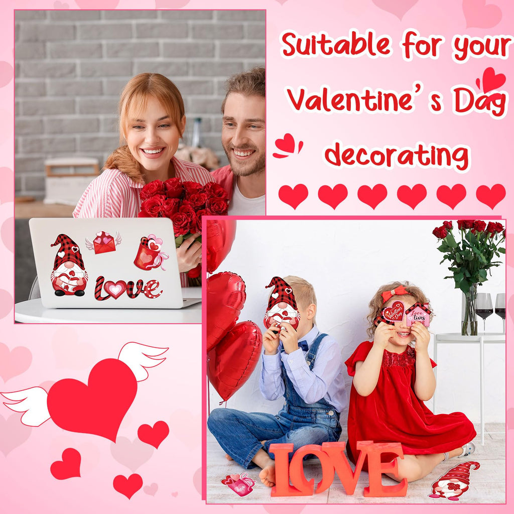 Blosssound 9 Pieces Sweet Magnets Buffalo Plaid Magnetic Stickers Gnomes Heart Love Fridge Magnet Decals for Holiday Refrigerator Metal Door Garage Decorations