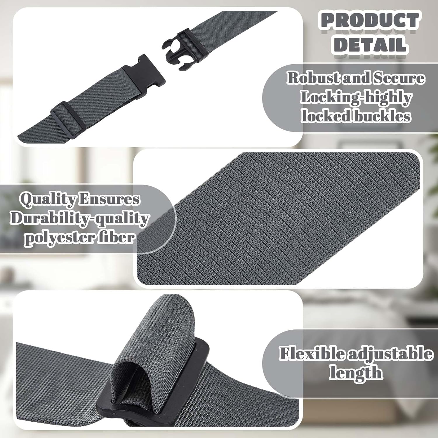 Skiennix Mattress Moving Straps - Adjustable Packing Straps with Buckles for Twin & Full Sizes (60" x 2")