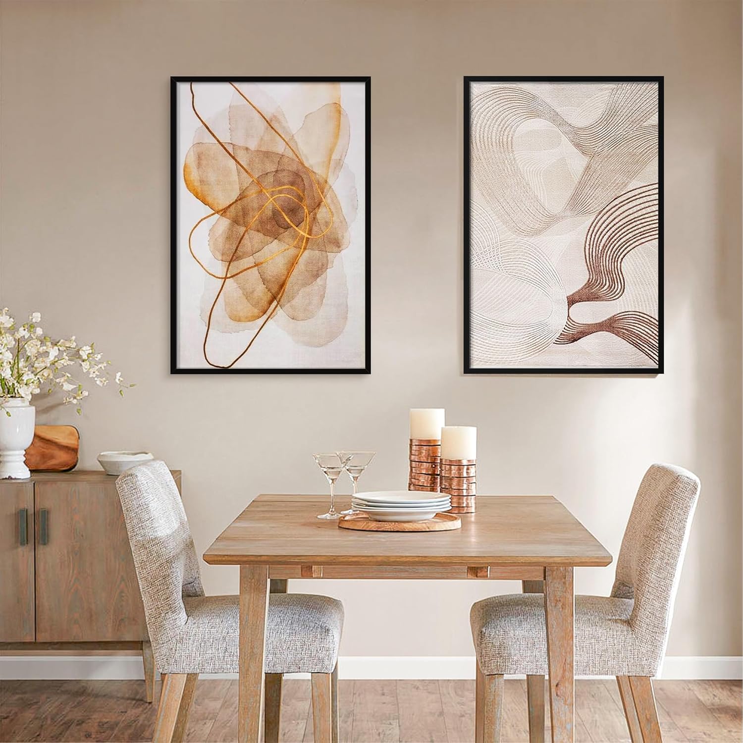 Upsimples 24x36 Picture Frame Set of 5 - Versatile Black Frames for 20x30 or 24x36 Photos