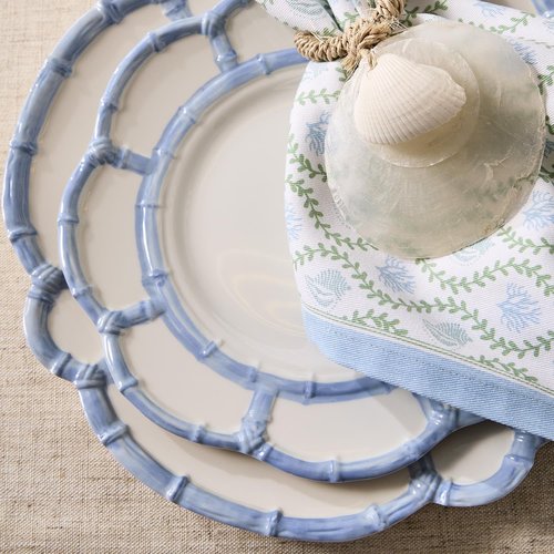 Two's Company French Blue Bamboo Touch Salad Plates, 8.75-Inch, Set of 4