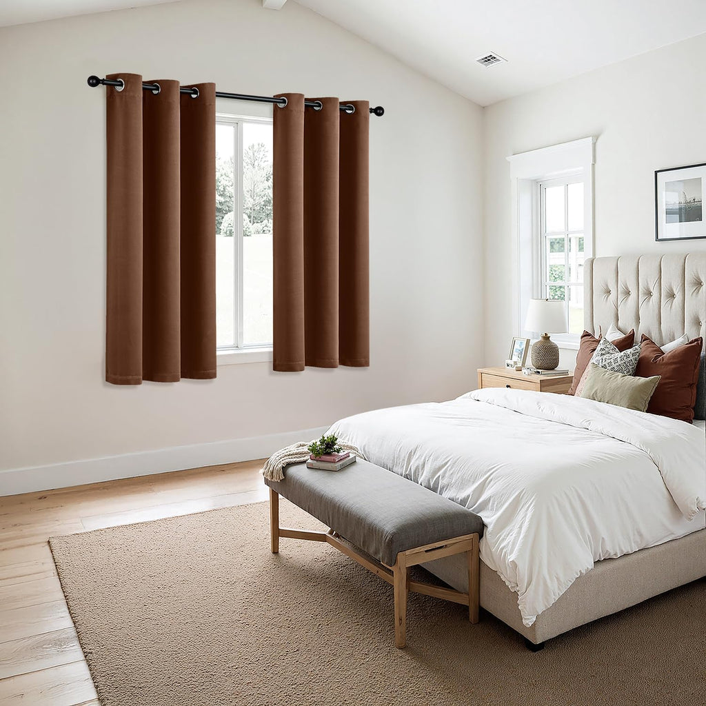 MIULEE Blackout Curtains - Thermal Insulated Room Darkening Drapes | 40 x 45 Inches, Mocha Brown, 2 Panels