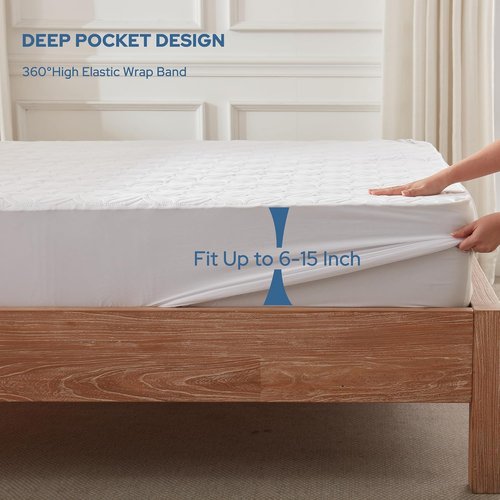 BEDLORE Waterproof Mattress Protector - Soft, Breathable Full Size Pad for Deep Pocket Beds (White)