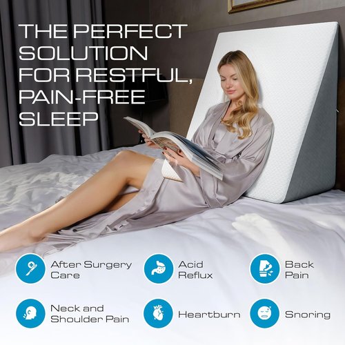 Kolbs Extra Wide Bed Wedge Pillow - Super Large Memory Foam with Jacquard Cover | 7.5 Inch Height (31 x 33 x 7.5) for Acid Reflux & GERD Relief