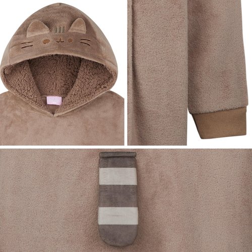 Get Trend Pusheen Oversized Blanket Hoodie for Women, Teens with Sherpa Hood, Soft Fleece Hoodie Blanket Cozy Gifts for Women