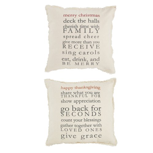 Mud Pie Square Holiday Rules Pillow, Thanksgiving, 20" x 20"
