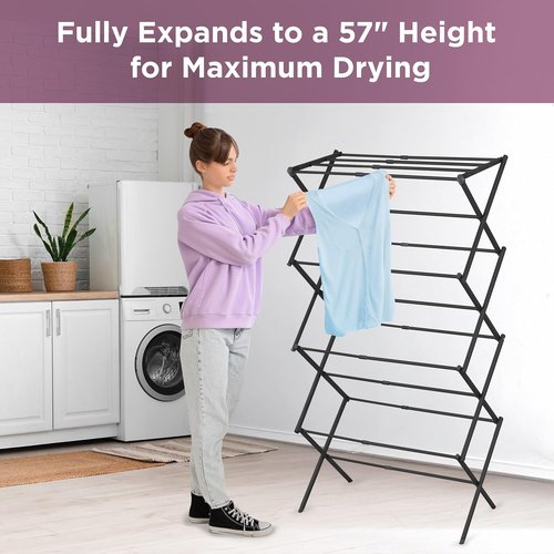 BLACK+DECKER 4-Tier Clothes Drying Rack - Expandable & Collapsible, Space-Saving Design for Towels & Delicates