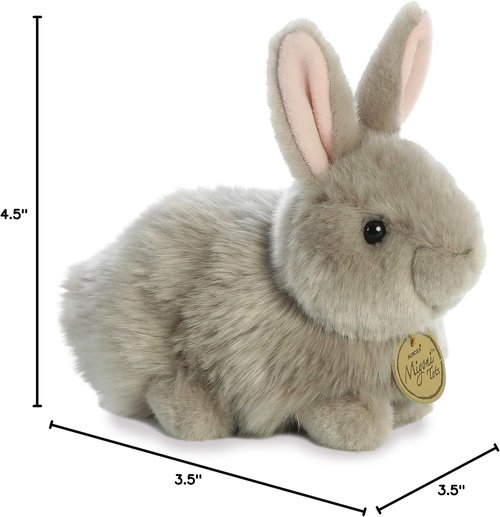 Aurora® Realistic Miyoni® Angora Bunny Stuffed Animal - Lifelike Detail - Gray 7.5 Inches