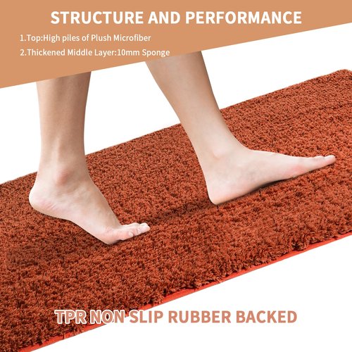 Baahrnom Bathroom Rugs Sets 3 Piece with Adjustable Toilet Seat Cover 17.5"x 15" Machine Washable Bath Rug Set with TPR Non Slip Rubber Backing Solid Bath Mat Set for Luxury Bathroom Decoration