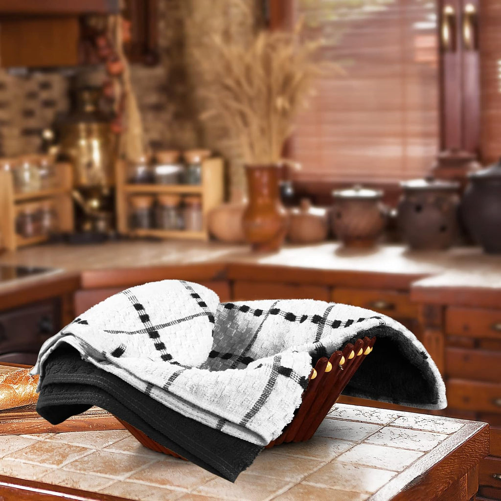 Utopia Towels - Super Soft 100% Cotton Kitchen Towels Set | 12 Pack, 15 x 25 Inches, Black