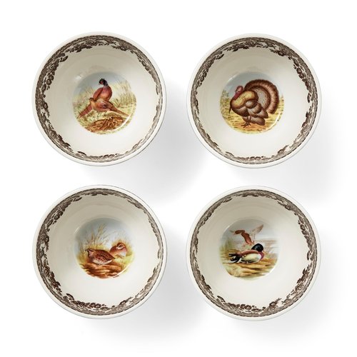 Spode Woodland 4" Dip Bowls - Assorted Animal Designs | Porcelain Ceramic Hunting-Themed Tableware | Microwave & Dishwasher Safe | For Dips, Sauces, Snacks, and Desserts