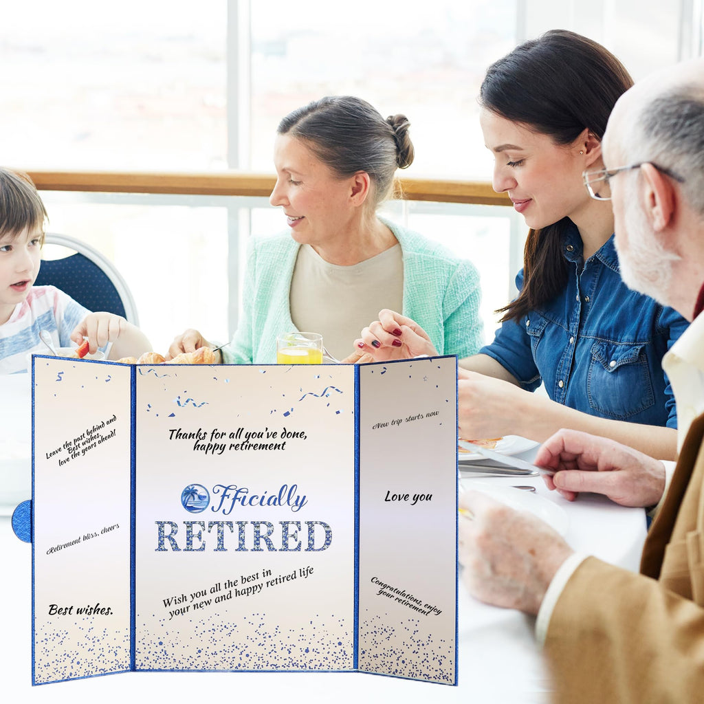 Viogtmca Blue Silver Retirement Party Decorations Large retirement Card Signing Guest Book Creative retirement Card for Men Women
