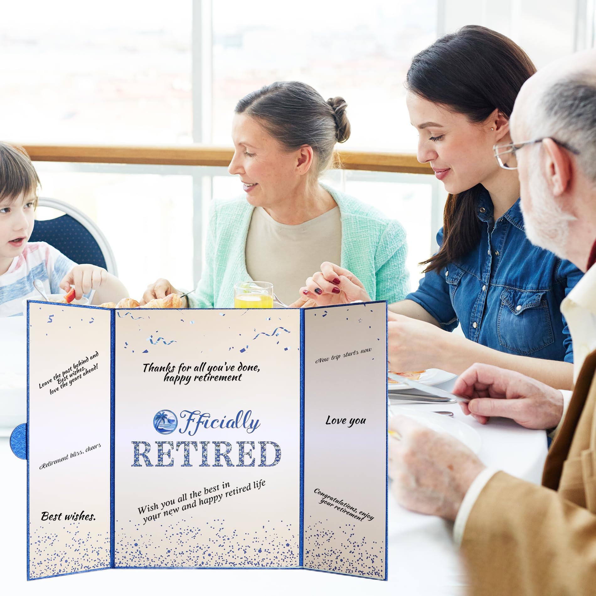 Viogtmca Blue Silver Retirement Party Decorations Large retirement Card Signing Guest Book Creative retirement Card for Men Women