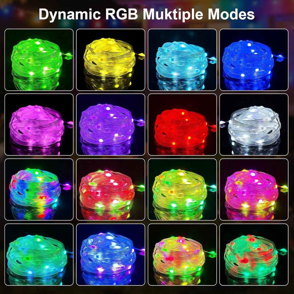 Skiennix USB Plug-In Christmas Fairy String Lights - 16ft 50 LED Color Changing with App Control & Remote Timer