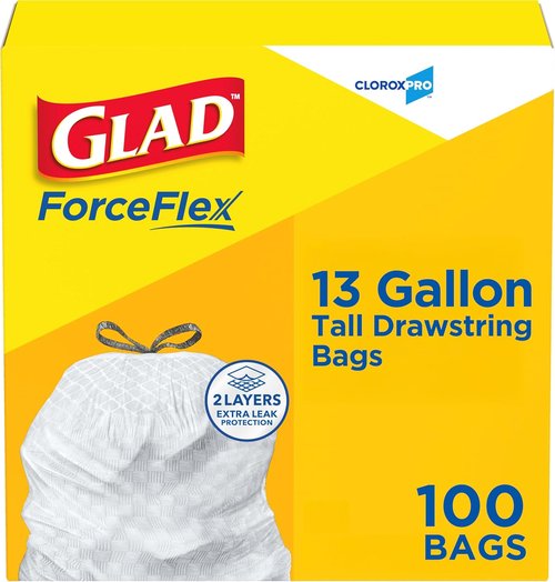 CloroxPro ForceFlex Tall Drawstring Trash Bags - 13 Gallon, 100 Count | Durable & Reliable Disposal Solution