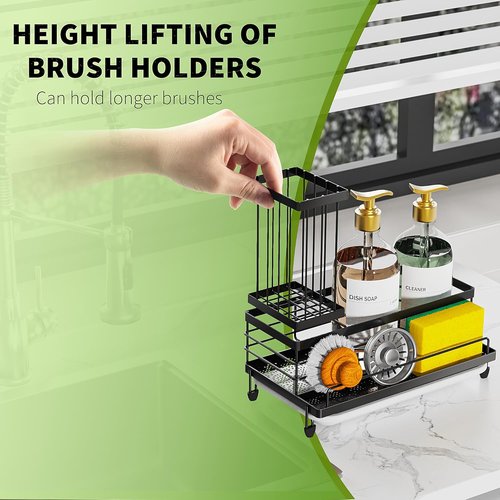 Cisily Kitchen Sink Caddy Organizer - Rustproof Non-Slip Sponge & Brush Holder | Large Capacity Storage Essentials