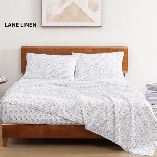 LANE LINEN 100% Organic Cotton Full Size Sheet Set - Soft & Comfy Percale Bedding in Haze Grey