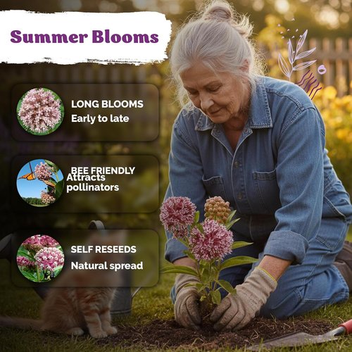 KVITER 150 Common Milkweed Seeds - Pink Perennial Wildflower for Butterflies | Non-GMO Heirloom Garden Seeds