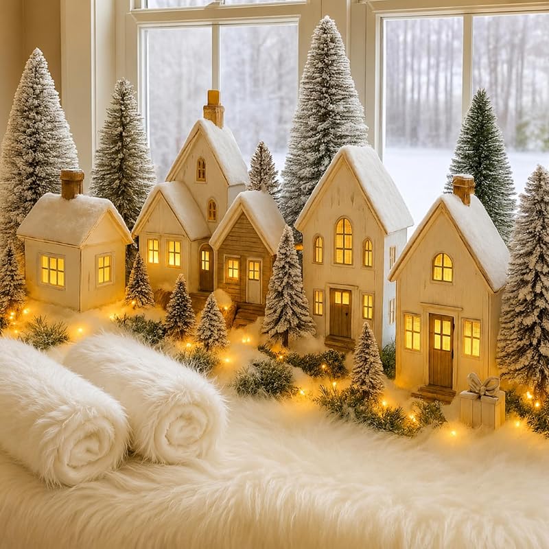 2 Pcs White Fluffy Snow Blanket 2.6 x 7.9 ft for Christmas Village Scene (Variation: White+2+2.6 x 7.9 ft)