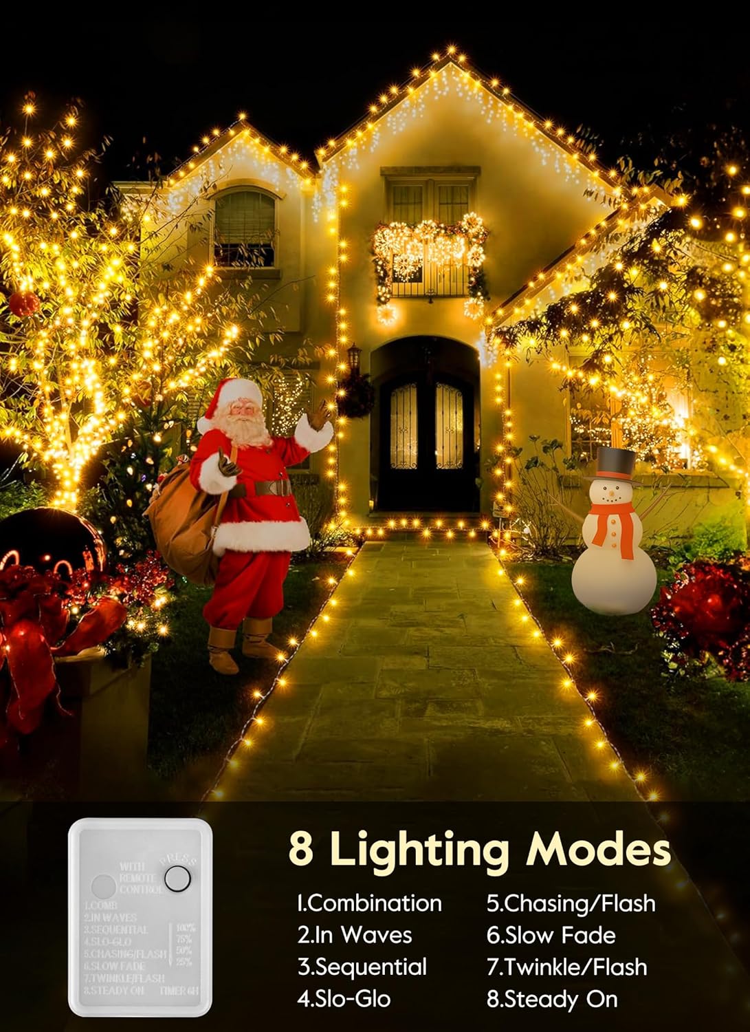66FT 200 LED Christmas Tree Lights - Twinkle Fairy String Lights with 8 Flashing Modes | Warm White