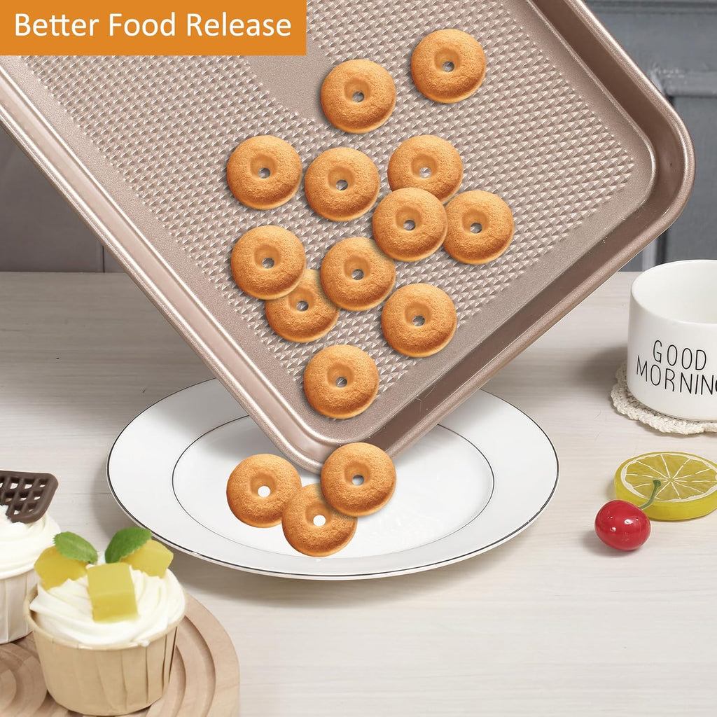 SS&CC Nonstick Baking Sheet Pan Set - 3 Durable Carbon Steel Cookie Sheets, PFOA-Free & Oven Safe (17.5x12, 15.5x10.2, 13.5x9.5 Inch)