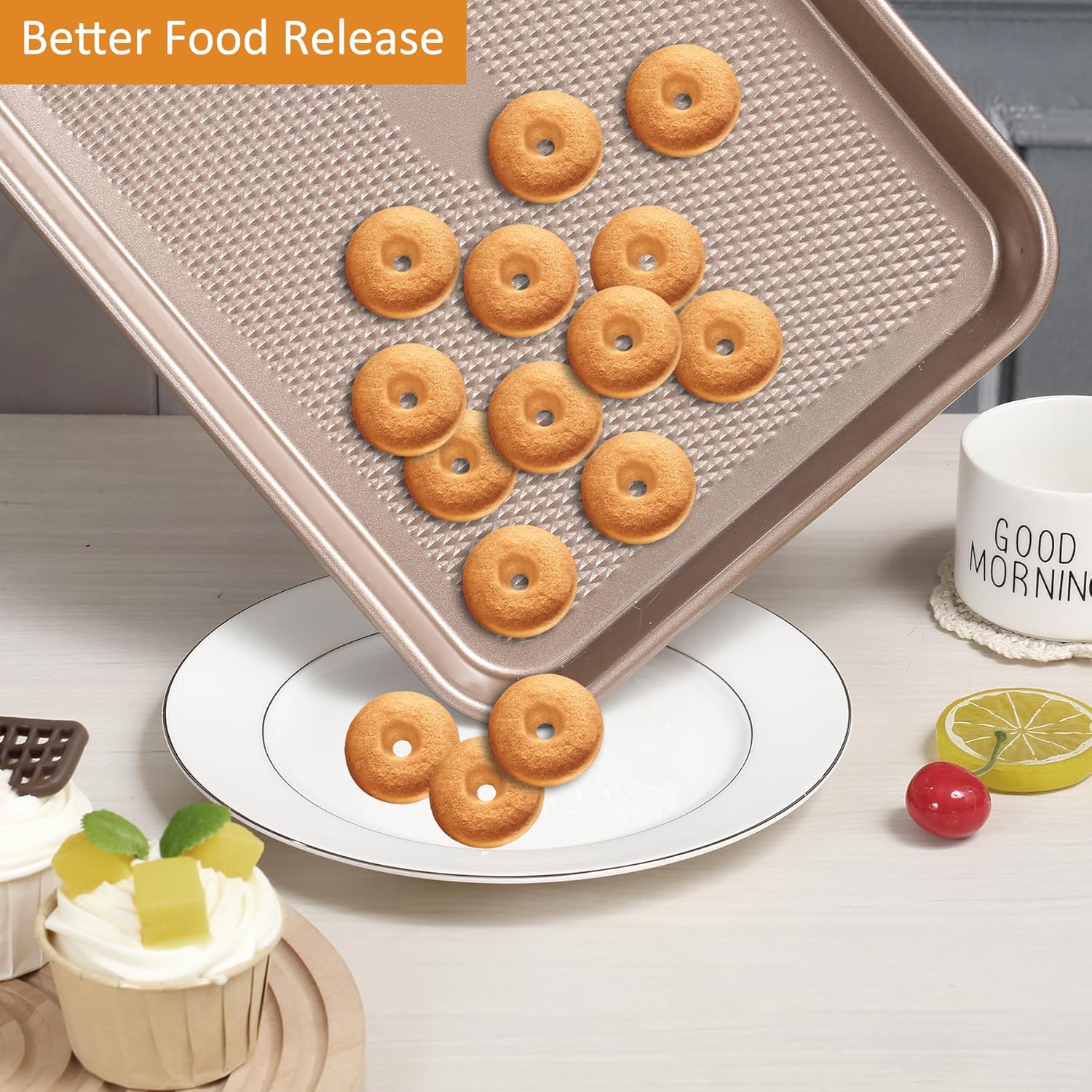 SS&CC Nonstick Baking Sheet Pan Set - 3 Durable Carbon Steel Cookie Sheets, PFOA-Free & Oven Safe (17.5x12, 15.5x10.2, 13.5x9.5 Inch)