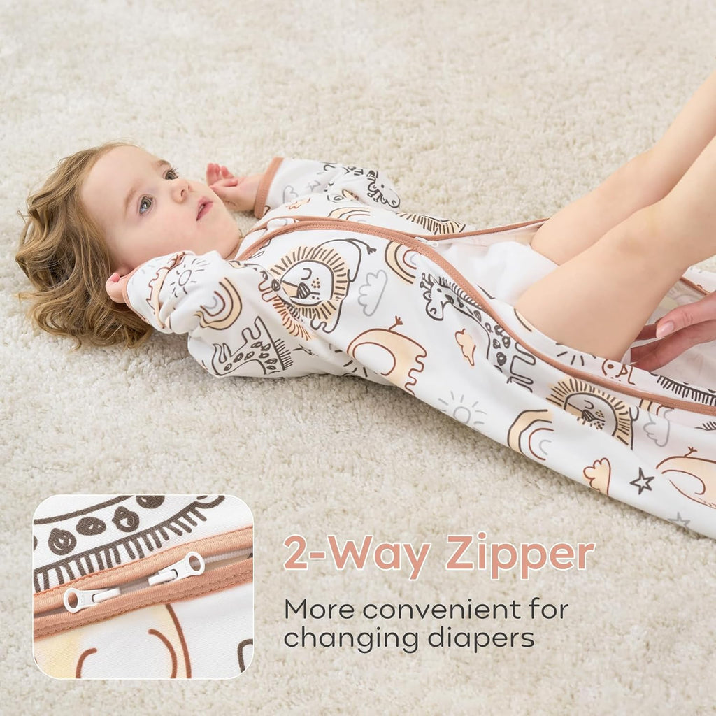 Yoofoss Baby Sleep Sack - 100% Cotton Long Sleeve Wearable Blanket for Infants 6-12 Months | 2-Way Zipper, 0.5 Tog