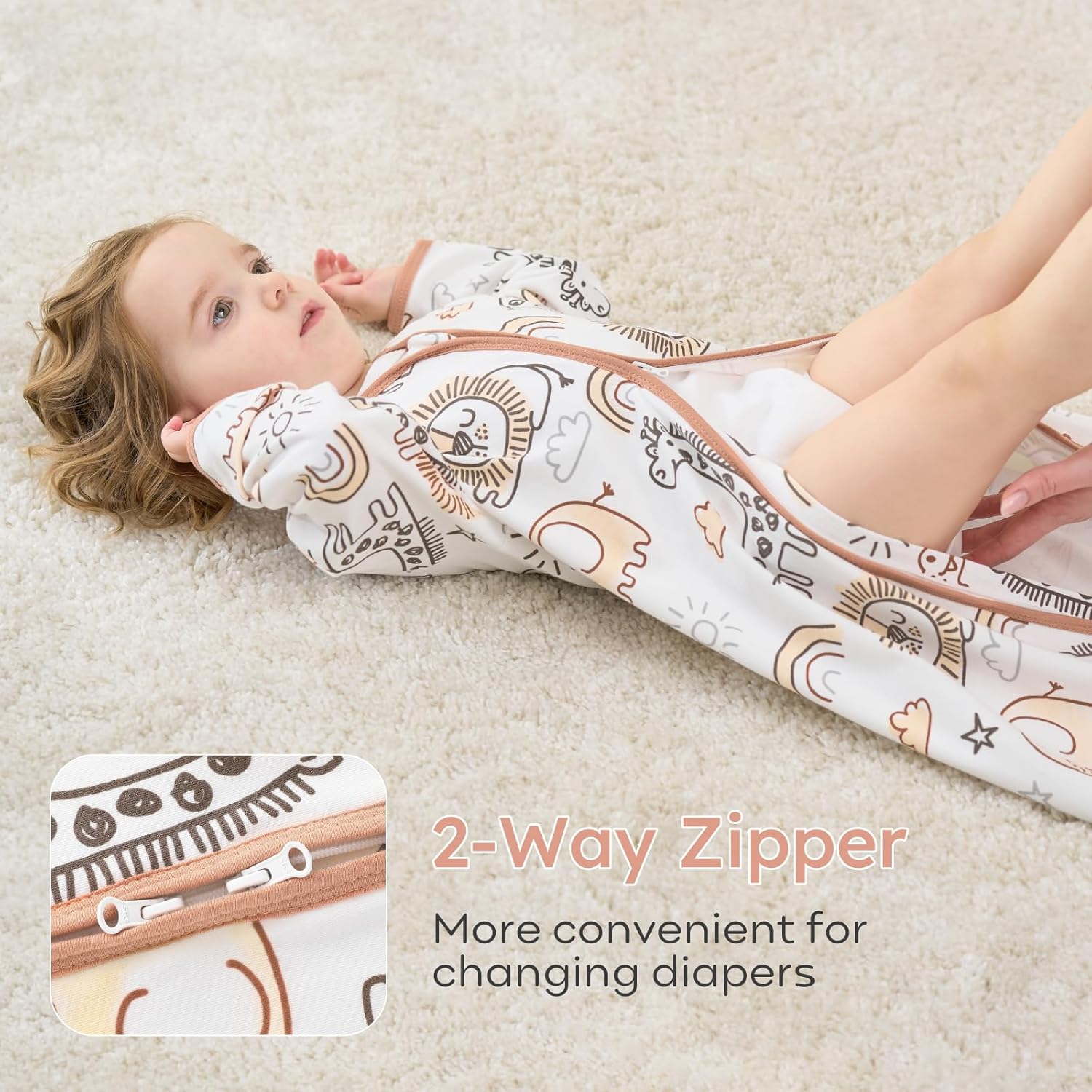 Yoofoss Baby Sleep Sack - 100% Cotton Long Sleeve Wearable Blanket for Infants 6-12 Months | 2-Way Zipper, 0.5 Tog