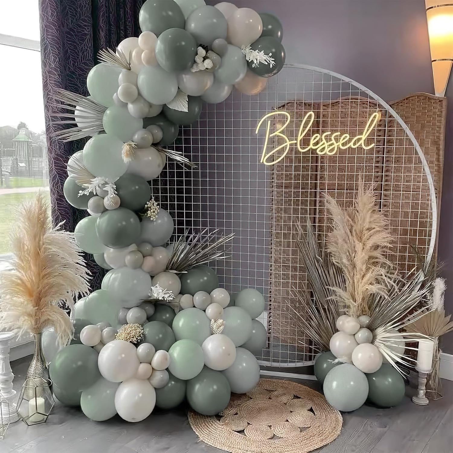 PartyWoo Dusty Green Balloons - 50pcs 12 Inch Sage Olive Eucalyptus Latex for Baby Shower & Wedding Decor