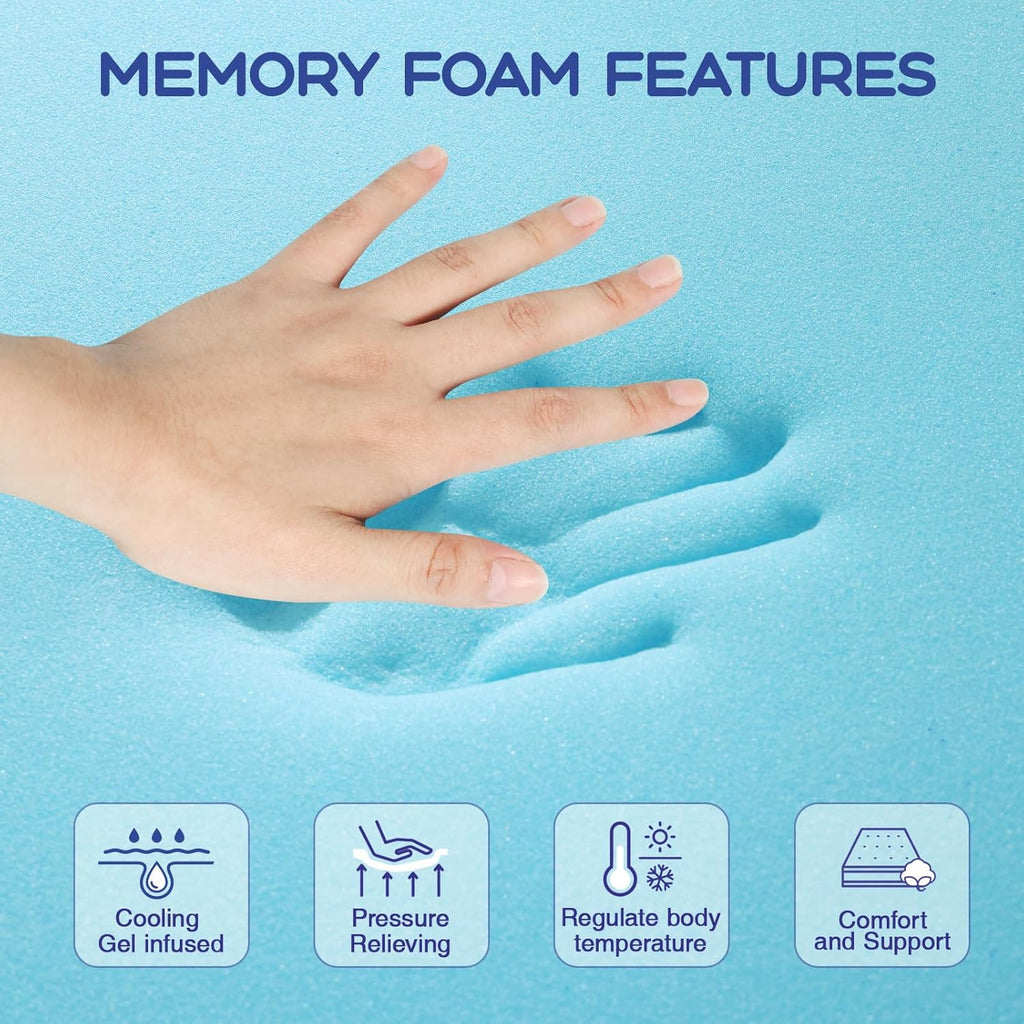 VALUXE Queen Mattress Topper - 3 Inch Cooling Gel Memory Foam for Back Pain Relief | Soft, Breathable Design