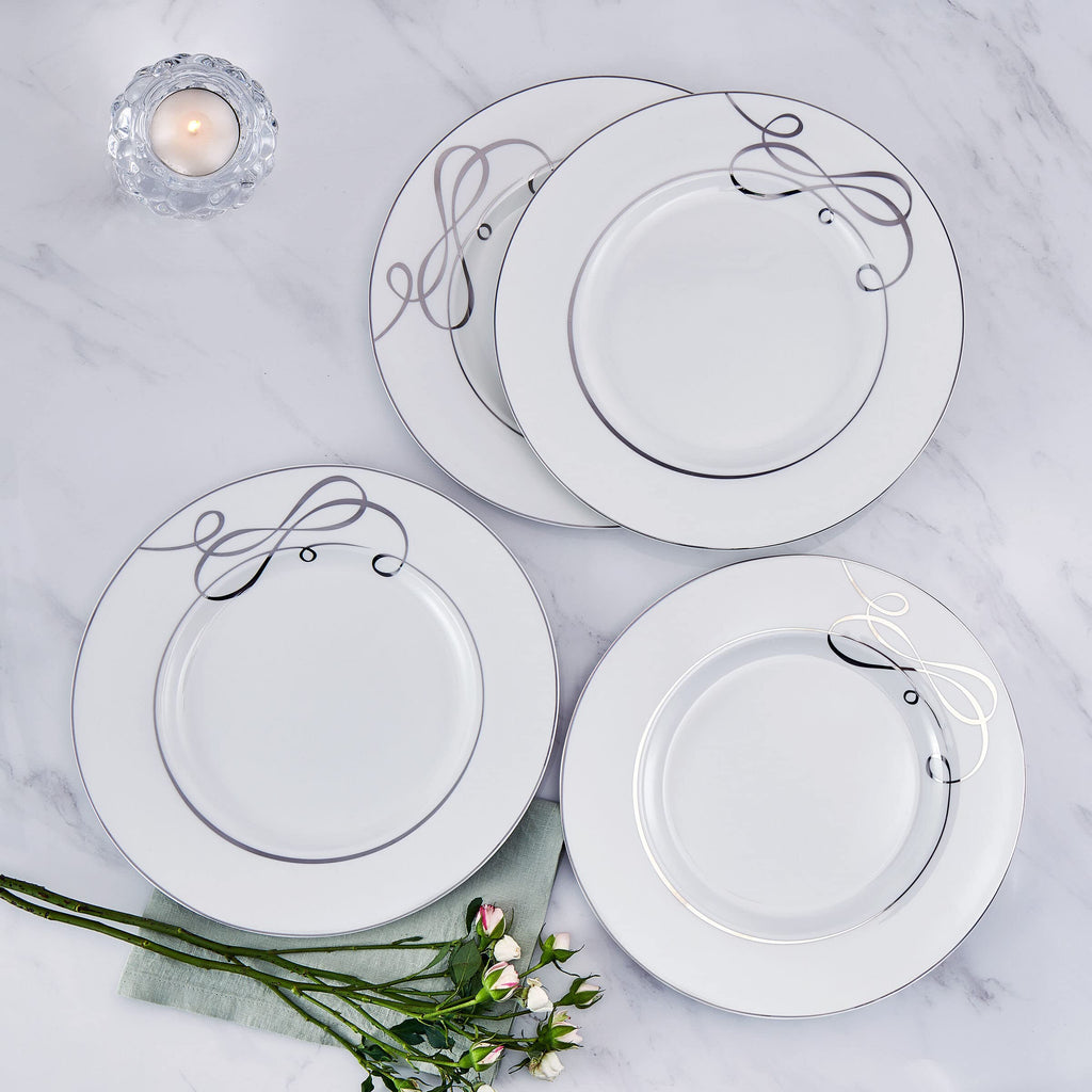 Mikasa Love Story Platinum Banded Dinner Plates, Set of 4