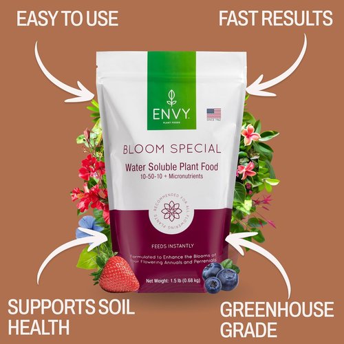 ENVY Bloom Plant Fertilizer - Special Formula for Flowering Plants, 1.5 lb | Pet Safe & Water Soluble, Made in USA