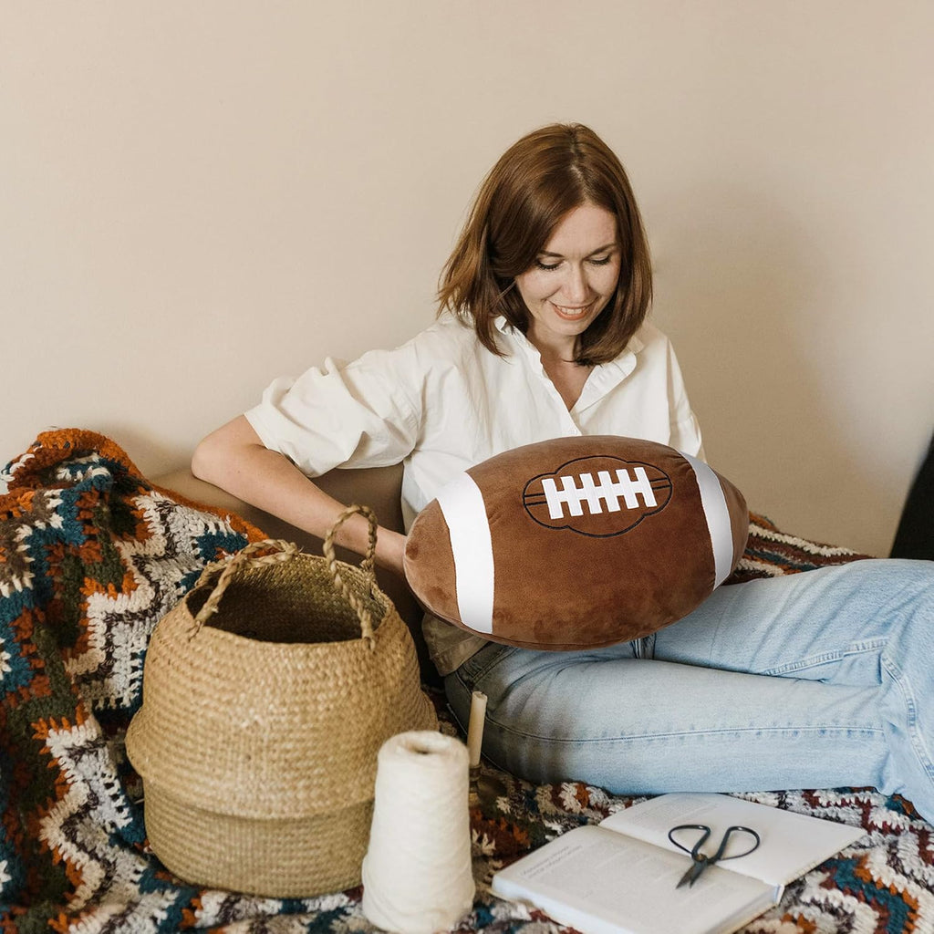 OurHonor Football Plush - 18" Soft Stuffed Throw Pillow | Fluffy 3D Sports Toy for Kids