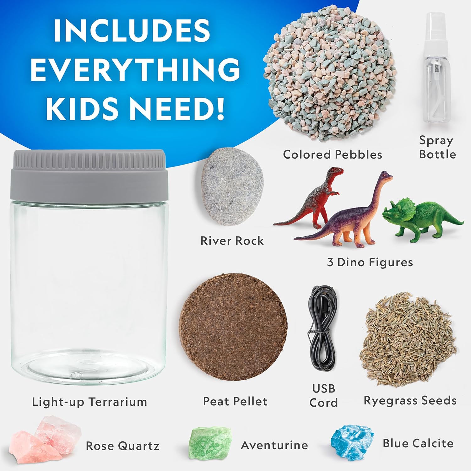 National Geographic Dinosaur Terrarium Kit - Light-Up Dino Habitat with Real Plants | Science Kit for Kids