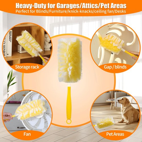 Senowi 50 Count 360° Heavy Duty Duster Refills Compatible with Swiffer, Larger Size-Extra Thick Electrostatic Disposable dusters Refill for Electronics, Furniture, Blinds, Ceiling Fans, Unscented