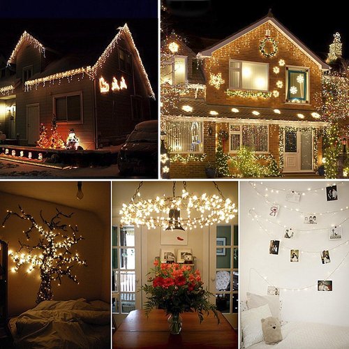 Decute 100 LED String Lights - 50 Photo Clips for Hanging Pictures | 33FT Warm White Fairy Lights for Bedroom, Wedding, Christmas Decor