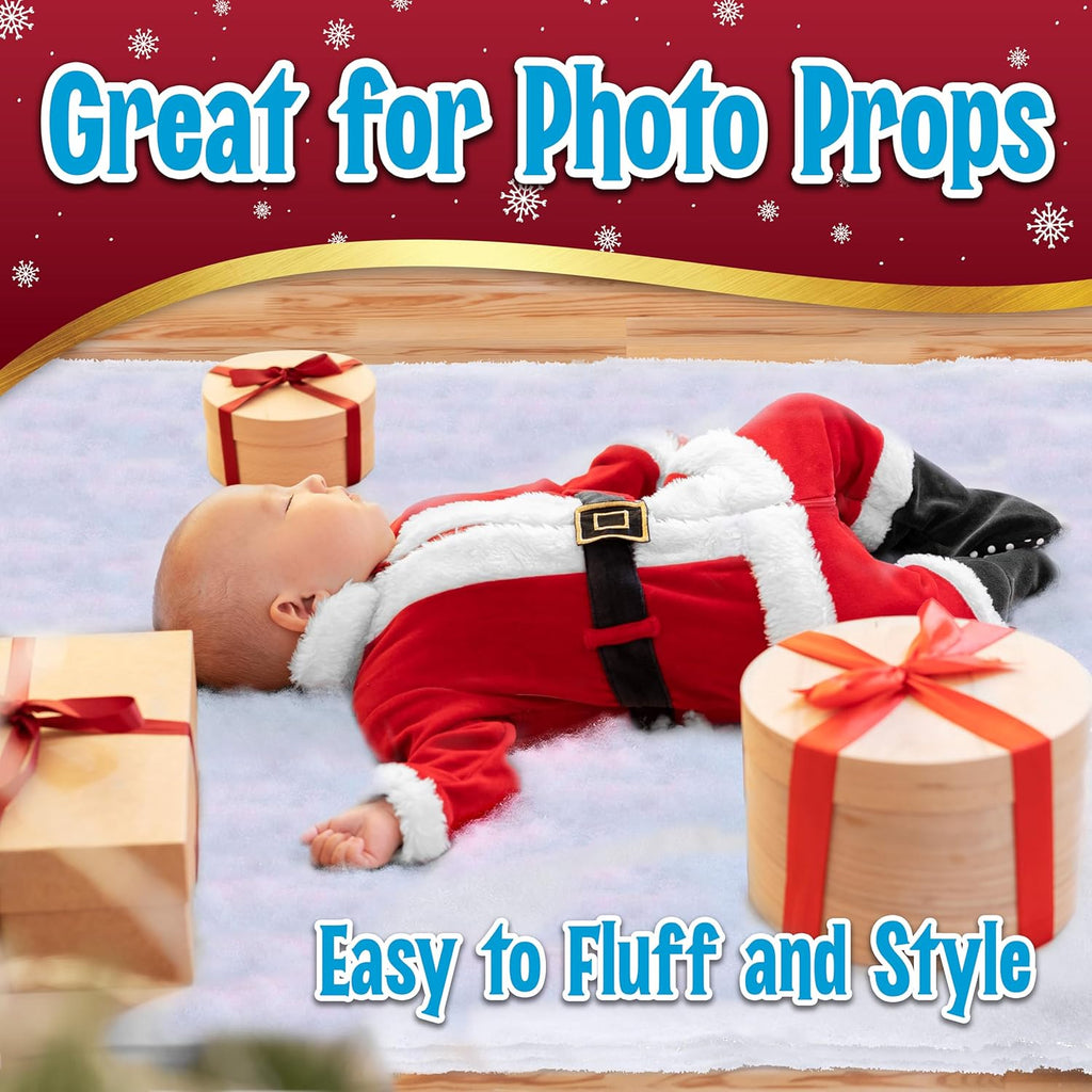 Snow Blanket | Large 94 x 31 Inch Artificial Snow for Christmas Village Displays - Thick Fluffy White Décor